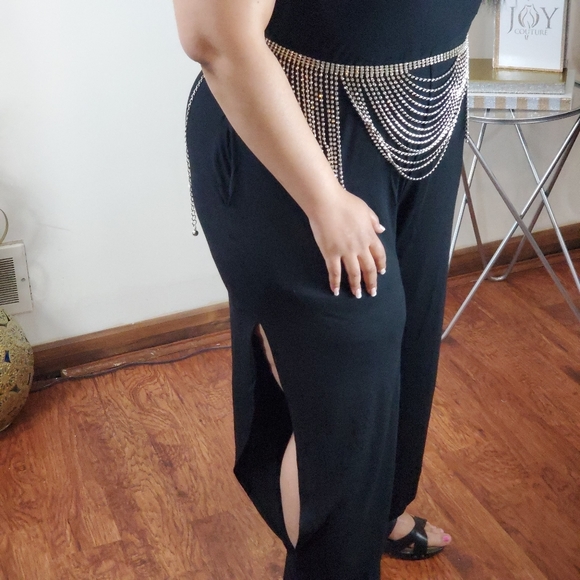 Summer Time Fine Side Slit Romper BLACK - Picture 7 of 8